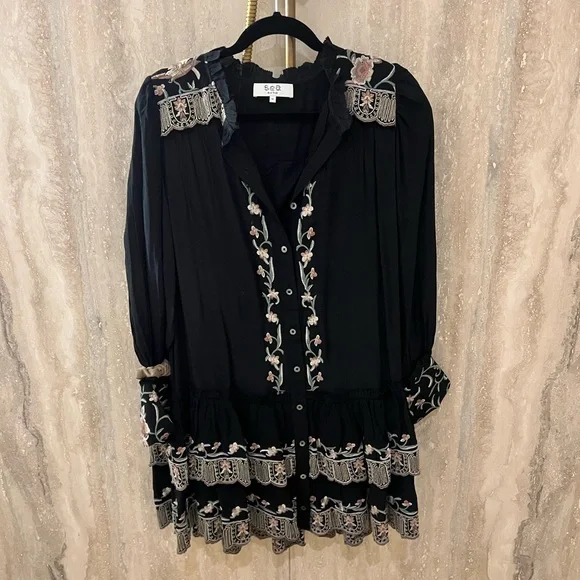 Sea New York Lacy Black Embroidered Dress - Picture 2 of 4